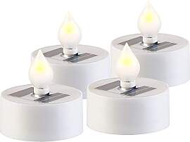 Lunartec Solarkerzen: 4er-Set Solar-LED-Teelichter 
