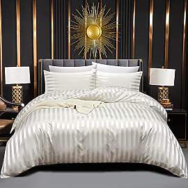 Luofanfei Satin Bettwäsche 135x200 Weiß Beige