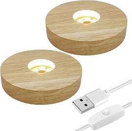 luolety Runde Basis aus Holz mit LED, 2 Stück,