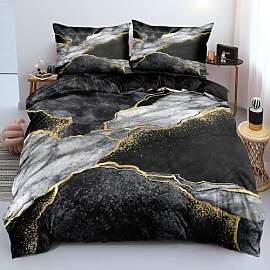 Luowei 3D Bettwäsche 155x220cm Grau Schwarz Gold
