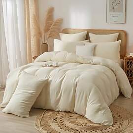 Luowei Beige Muslin Bettwäsche 135x200 cm 100%