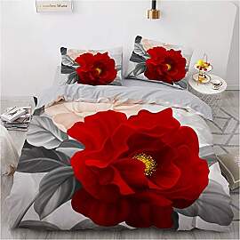 Luowei Bettwäsche 135x200cm Grau Rosen Blumen
