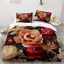 Luowei Bettwäsche 155x220 Blumen Motiv Rosa Rot