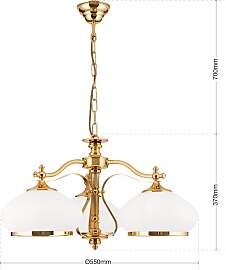 Luster EMPIRE, 3-flammig, Gold, mit opal goldenen