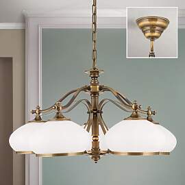 Luster EMPIRE, 5-flammig, Patina, mit opal