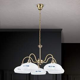 Luster GABI, 5-flammig, Patina, mit opal blauen
