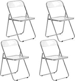 LuxNook 4er Klappstuh PET Transparent Metall Stuhl 