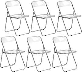 LuxNook 6er Klappstuh PET Transparent Metall Stuhl 
