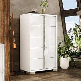 LUXOAK Hochglanz Kommode mit 5 Schubladen, Moderne 