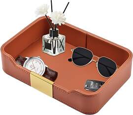 Luxuriöses Leder tablett Desktop Storage Catchall 