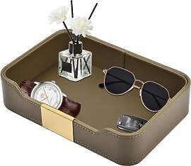 Luxuriöses Leder tablett Desktop Storage Catchall 
