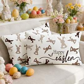 Luzzxfa 2er Set Ostern Kissenbezug 30x50 Braun