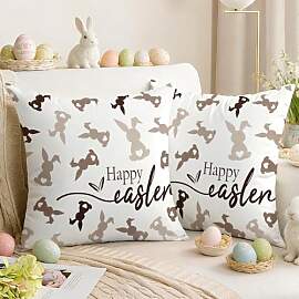 Luzzxfa 2er Set Ostern Kissenbezug 40x40 cm Braun