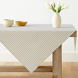 Luzzxfa Grau Gestreifte Tischdecke 100x100 cm