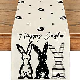 Luzzxfa Happy Easter Hasen Tischläufer Ostern
