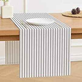 Luzzxfa Tischläufer Grau 40 x 140 cm Streifen