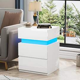 Lvhcmfohm Nachttisch mit LED, Nachtschrank mit