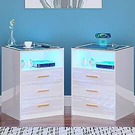 Lvifur 2X LED Nachttisch mit kabellose