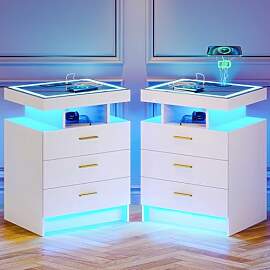 Lvifur Led 2er Nachttisch mit Ladefunktion,Smart