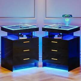 Lvifur Nachtschrank 2er Set mit Beleuchtung,Smart