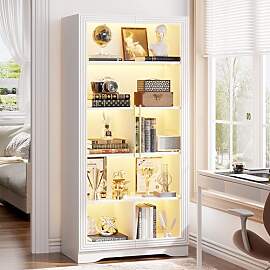 LVSOMT Vitrinenschrank mit LED Beleuchtung,