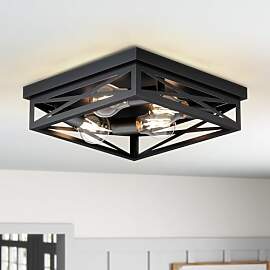 LVWIT Deckenleuchte Wohnzimmer Schwarz 4 Flammig