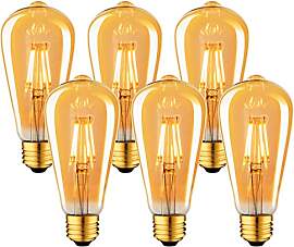 LVWIT Edison Vintage Glühbirne, 6er Pack E27 4W