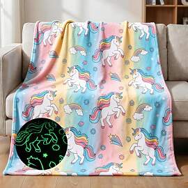 LXTOPN Glow In The Dark Einhorn Decken, Regenbogen 