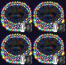 LYNNON 4x100 LED Lichterkette Außen Batterie Bunt 