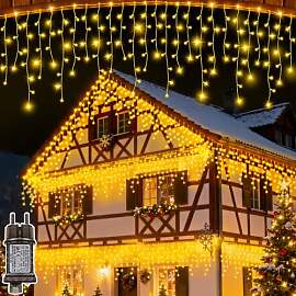 LYNNON LED Eisregen Lichterkette Außen 23M 640LED 