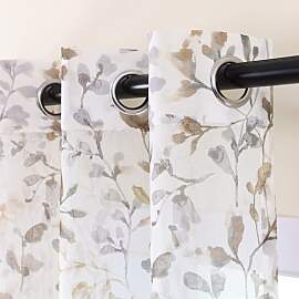 L.Z.E Gardine Braun Taupe für Küche Fenster
