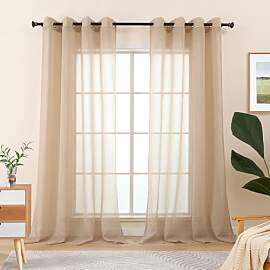 L.Z.E Gardinen Beige für Wohnzimmer, Transparente 