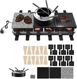 LZQ Raclette Grill mit Fondue für 12 Personen,