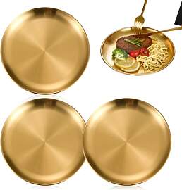 LZYDKH 3 Stück Rund Tablett Gold, 20 cm