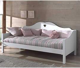 Mädchenbett in Weiß Herzchen Design