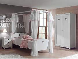 Mädchenzimmer mit Himmelbett Weiß (dreiteilig)