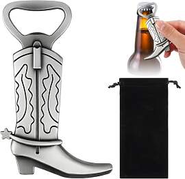 Männer Cowboystiefel Flaschenöffner Silber,