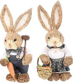 MAGICLULU 2st Handgefertigter Hase Aus Stroh