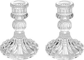 MAGICVOGEL 2er Set Kerzenständer Transparent Glas 