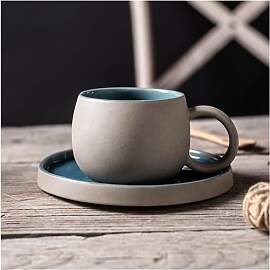 MAGICVOGEL Retro Kaffeetasse mit Untertasse aus