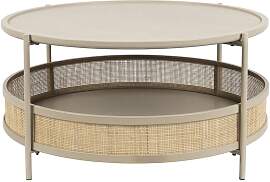 Maison En Vogue Couchtisch aus Rattan beige, rund