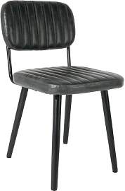 Maison En Vogue Stuhl Leder schwarz, Retro-Stil -