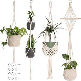 Makramee Blumenampel Hängend Innen, 4er Set Boho