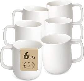 MALACASA Kaffeebecher 6er Set, Porzellan 300ML