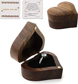 Mamiddle Walnuss Holz Ring Box Samt Soft Interieur 