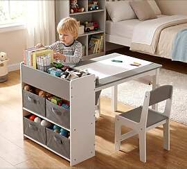 MAMIZO Kindertisch mit 2 PCS Stühlen, Maltisch