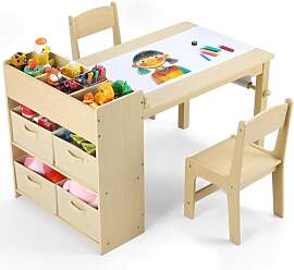 MAMIZO Kindertisch mit 2 PCS Stühlen, Maltisch