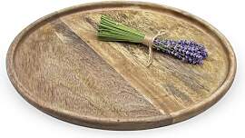 Mango Holztablett rund Natur poliert - 30 cm -