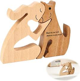 Mann und Hund Holzstatue, Handgeschnitzte,