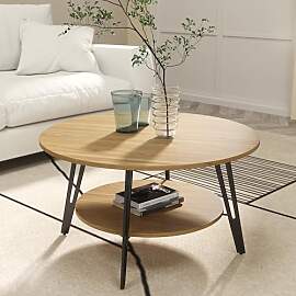 Manora Couchtisch Rund Holz mit doppeltem